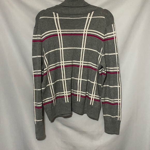 Banana Republic Wo Size XL Gray Fuchsia stripes  Knit Sweater EUC CLEAN - Picture 9 of 10